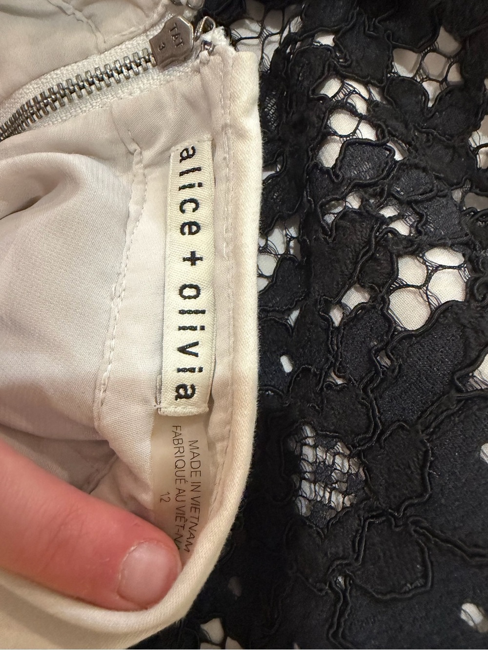 Alice + Olivia Terisa Fit & Flare Lace Dress in Black & White - Picture 4 of 4